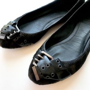 BRIAN ATWOOD FAUX LEOPARD FUR BALLET FLATS